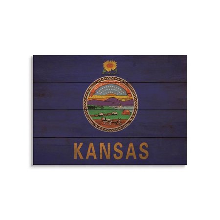 WILE E. WOOD 20 x 14 in. Kansas State Flag Wood Art FLKS-2014